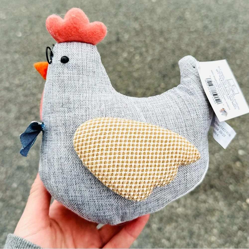 Target Bullseye Playground Spring / Easter Grey Fabric Chicken with Glasses